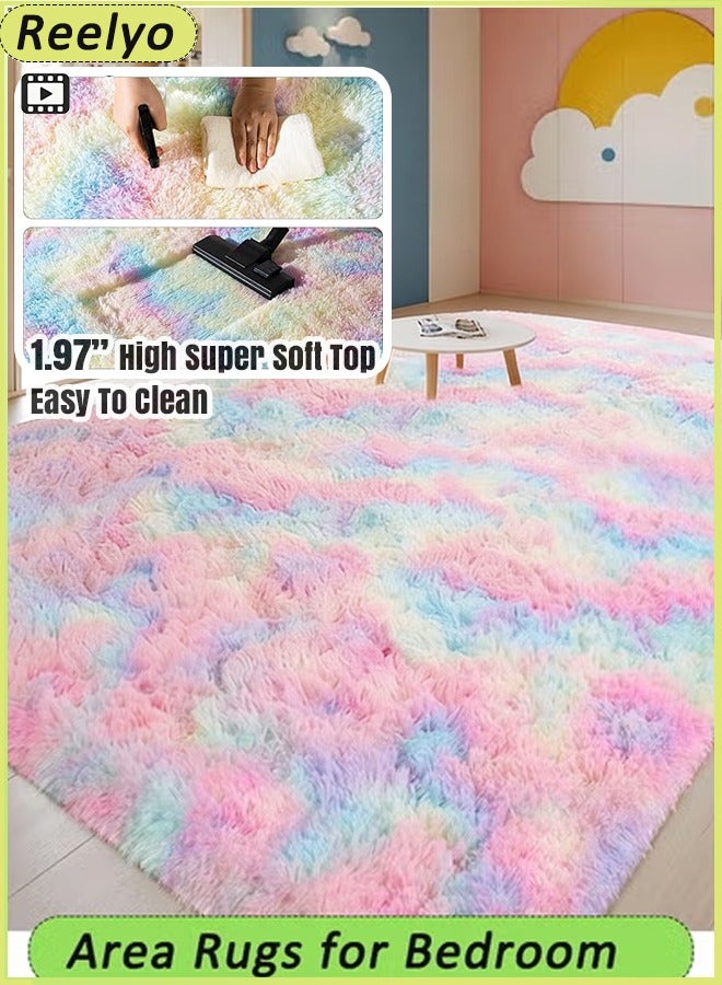 Reelyo Area Rugs for Bedroom, Living Room Fluffy Rug, Large Area Rug Shag Shaggy Carpet Soft Plush Furry Bedside Rugs, Machine Washable Area Rugs for Kids Girls Boys Home Decor Anti Slip - Image 1